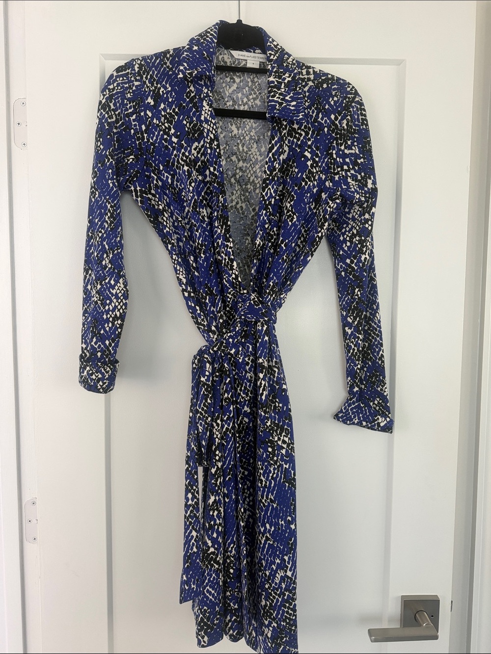 Blue Patterned Wrap Dress - Brand: